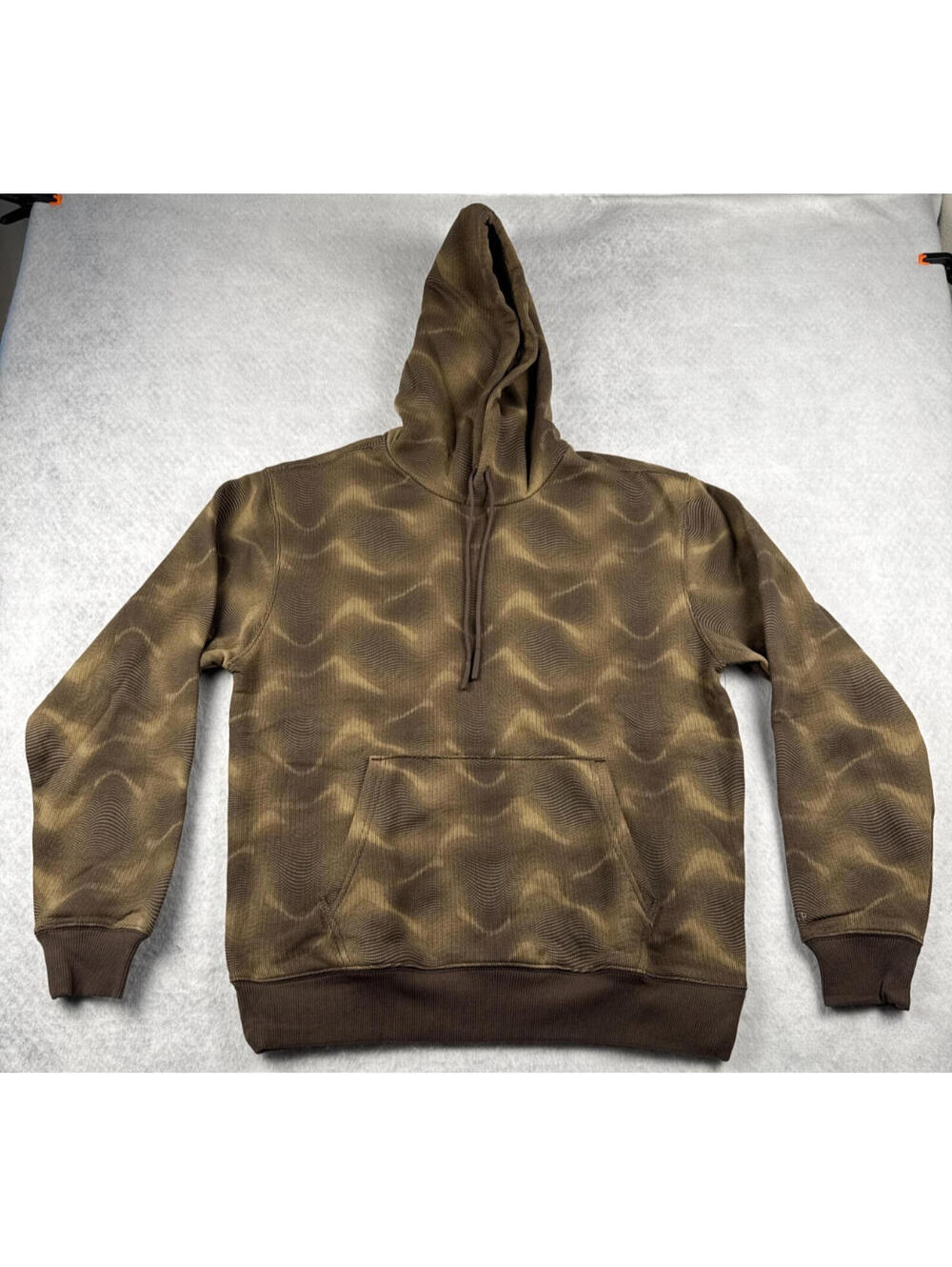 LCKR Hoodie Men Medium Brown Abstract Pullover Fleece Streetwear Sweatshirt NWT